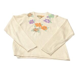 Bobby Chain | Floral Embroidered Silk Cotton Blend Sweater